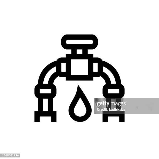 pipeline line icon, design, pixel perfect, editable stroke. logo, sign, symbol. oil industry, petrol. - oil pipeline truck stock illustrations