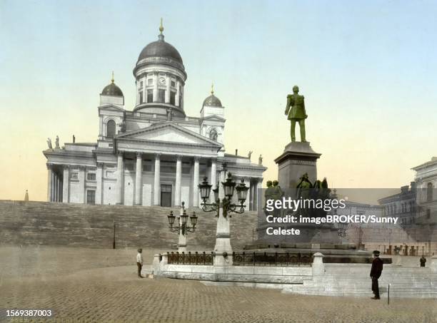monument of alexander ii, helsingfors, russia, helsinki, finland, c. 1890, historic, digitally enhanced reproduction of a photochrome print of the period - オルタナティブプロセス点のイラスト素材／クリップアート素材／マンガ素材／アイコン素材