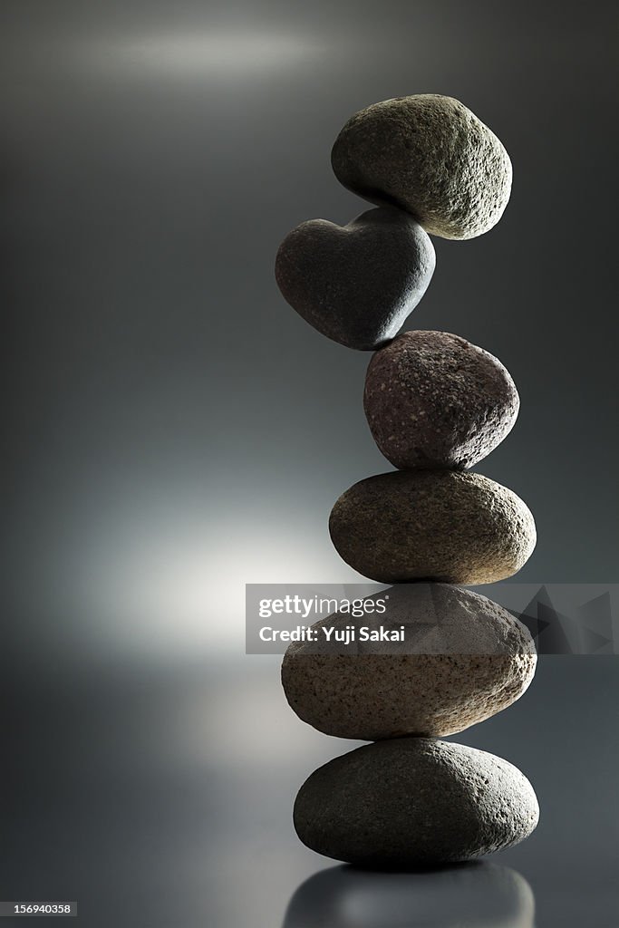 Zen stone on pile