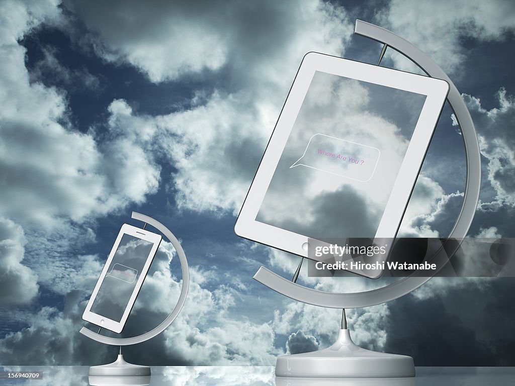 The globe with tablet PC,smartphone
