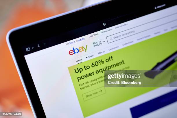 The eBay website on a laptop arranged in New York, US, on Tuesday, Aug. 1, 2023. EBay Inc. Released earnings figures on July 26. Photographer: Gabby...