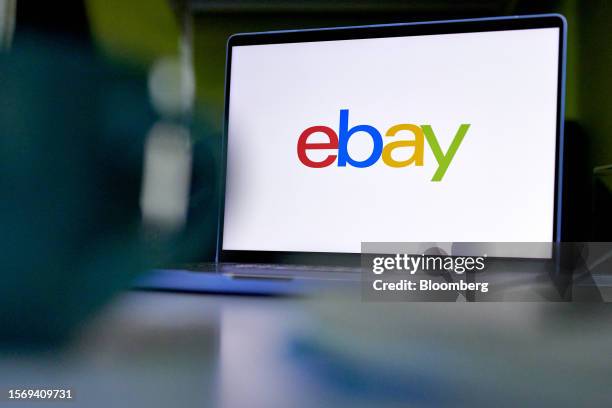 The eBay logo on a laptop arranged in New York, US, on Tuesday, Aug. 1, 2023. EBay Inc. Released earnings figures on July 26. Photographer: Gabby...