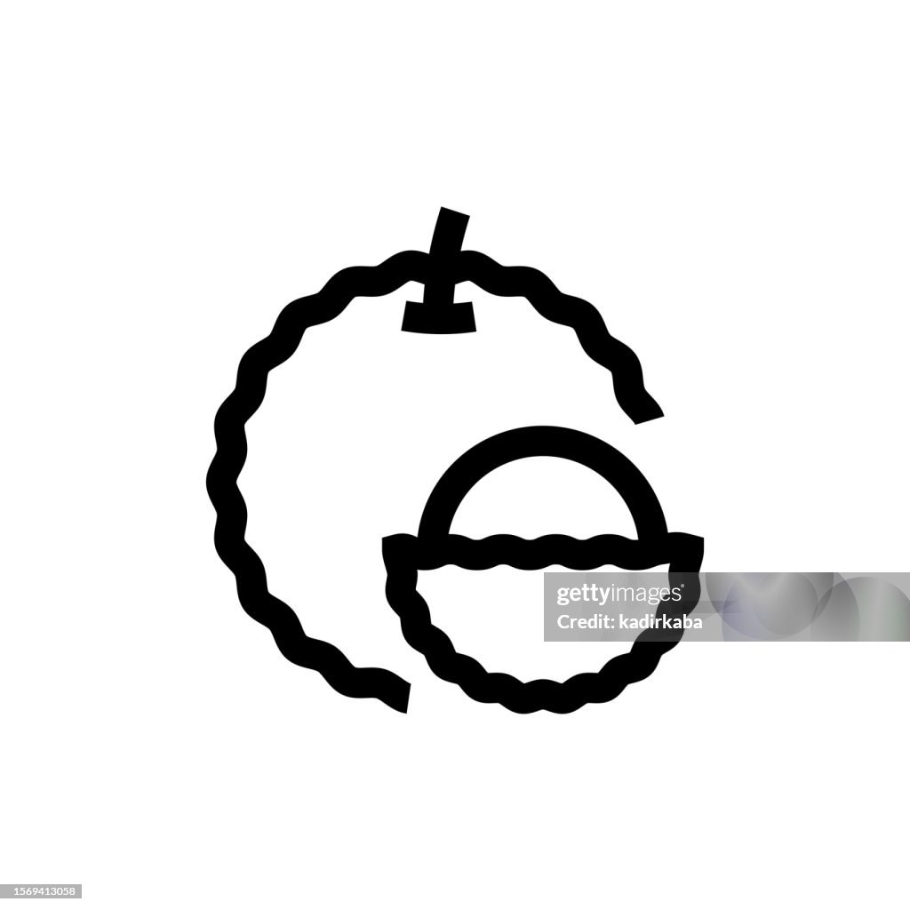 Rambutan-Liniensymbol, Design, Pixelperfekt, Bearbeitbarer Strich. Logo, Zeichen, Symbol. Gemüse, Bio, Frische, Obst.