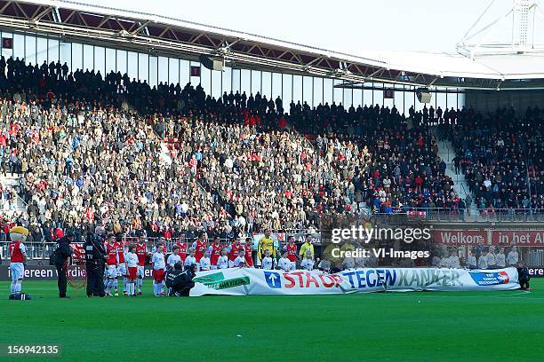 Sta op tegen kanker during the Dutch Eredivisie match between AZ Alkmaar and Feyenoord at the AFAS Stadium on November 25, 2012 in Alkmaar, The...