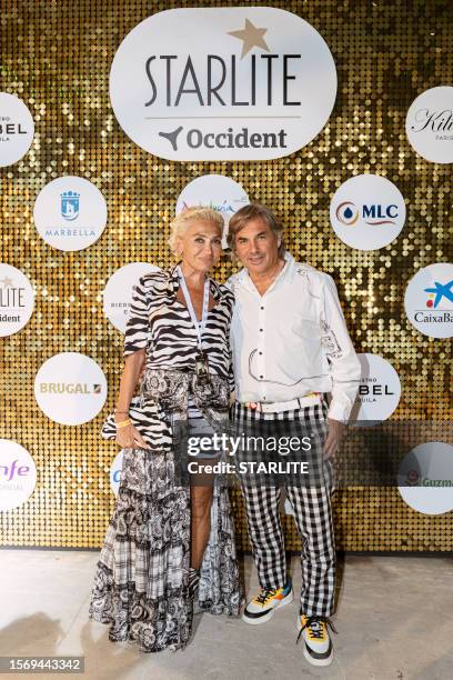 Simona Gandolfi and Hubertus Von Hohenlohe attend a photocall ahead of the concert of David Bisbal during the Starlite Occident 2023 at Cantera de...