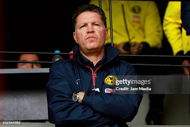 Ricardo Pelaez, president of America looks on during a match between Toluca and America as part of the Apertura 2012 Liga MX at Nemesio Diez Stadium...