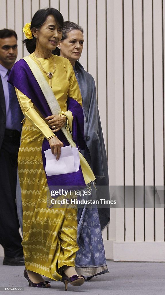 Myanmar's Opposition Leader Aung San Suu Kyi Delivers The Jawaharlal Nehru Memorial Lecture