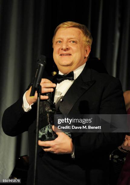 Simon Russell Beale accepts the Best Actor award at the 58th London Evening Standard Theatre Awards in association with Burberry at The Savoy Hotel...