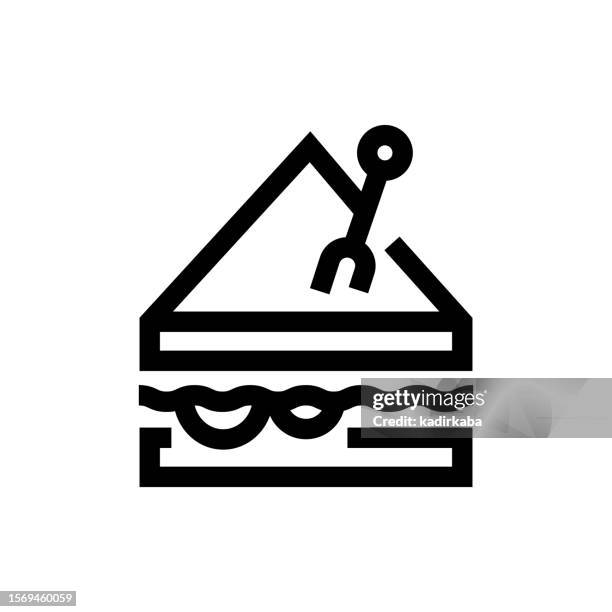stockillustraties, clipart, cartoons en iconen met sandwich line icon, design, pixel perfect, editable stroke. logo, sign, symbol. bakery and pastry item, cafe, coffee. - club sandwich