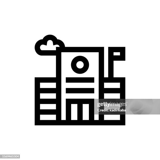 school building line icon, design, pixel perfect, editable stroke. logo, sign, symbol. back to school, student, school children, elementary school, elementary student. - 11 12 years stock illustrations