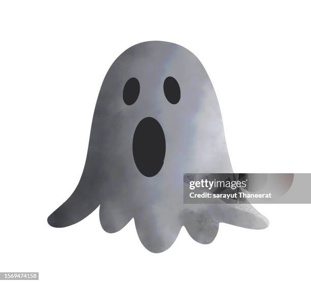 ghost on halloween on a white background, isolate - ugly cartoon characters - fotografias e filmes do acervo