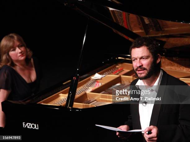 Actor Dominic West portrays French composer Claude Debussy as pianist Lucy Parham plays piano works from 'Clair de Lune,' 'Reverie,' 'The Girl With...