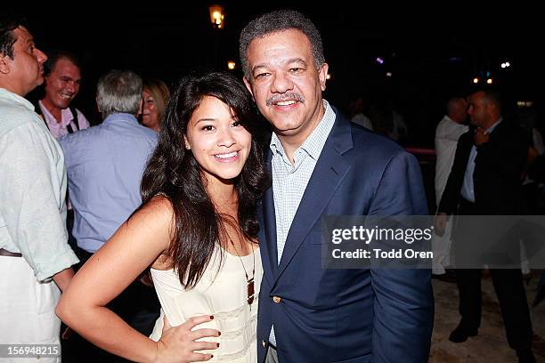 Actress Gina Rodriguez and ex President of the Dominican Republic Leonel Fernandez pose at the 6th Annual Dominican Republic Global Film Festival...