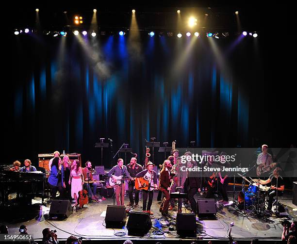 Alicia Chakour, Blake Hazard, Jocie Adams, Scott Cohen, Scott McMicken, Eric D. Johnson, Andy Cabic, Nels Cline and Joe Russo perform with the...