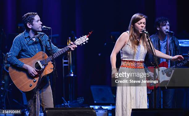 Sam Cohen and Jocie Adams perform at The Last Waltz Tribute Concert at The Warfield Theater on November 24, 2012 in San Francisco, California.