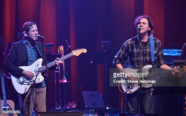 Sam Cohen and Cass McCombs perform at The Last Waltz Tribute Concert at The Warfield Theater on November 24, 2012 in San Francisco, California.