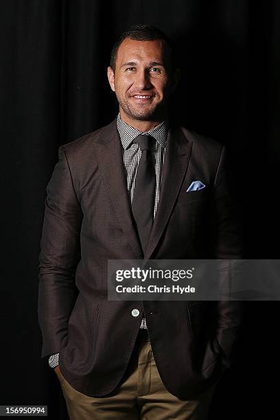 Quade Cooper poses for a photograph after a press conference at Brisbane Entertainment Centre on November 26, 2012 in Brisbane, Australia.