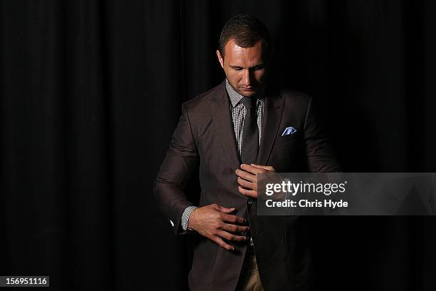 Quade Cooper poses for a photograph after a press conference at Brisbane Entertainment Centre on November 26, 2012 in Brisbane, Australia.