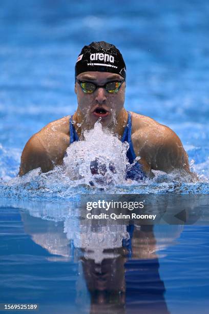 Ruta Meilutyte of Team Lithuania competes in the Women's 100m Breaststroke Final on day three of the Fukuoka 2023 World Aquatics Championships at...