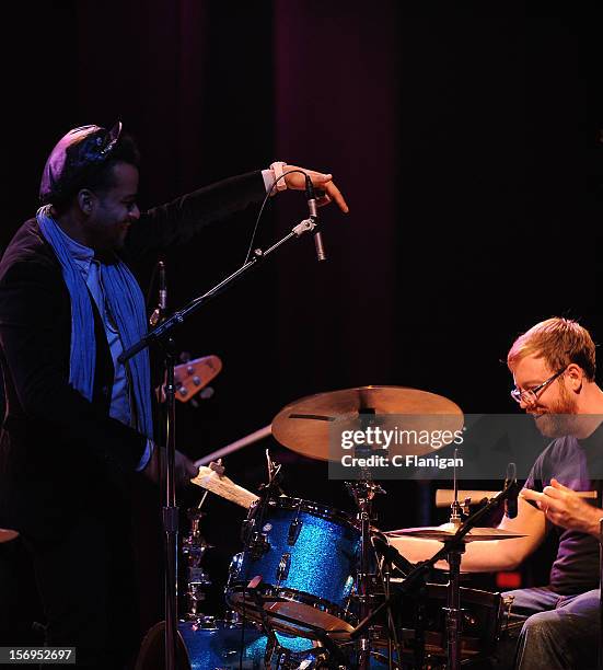 Twin Shadow and Joe Russo perform at The Last Waltz Tribute Concert at The Warfield Theater on November 24, 2012 in San Francisco, California.