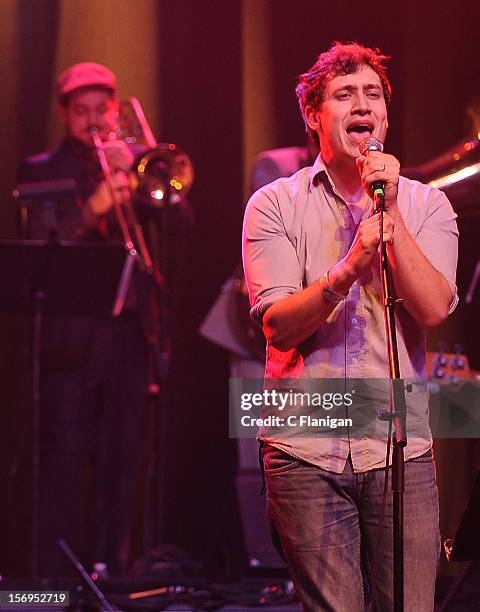 John Van Deusen of The Lonely Forest performs at The Last Waltz Tribute Concert at The Warfield Theater on November 24, 2012 in San Francisco,...