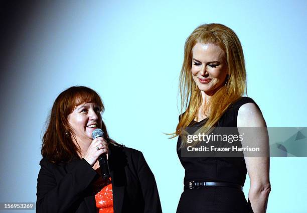 Australians in Film Jenny Cooney introduces Nicole Kidman to the Australians In Film Screening of " The PaperBoy" at Harmony Gold Theatre on November...