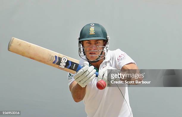 Faf du Plessis of South Africa bats during day five of the Second Test Match between Australia and South Africa at Adelaide Oval on November 26, 2012...