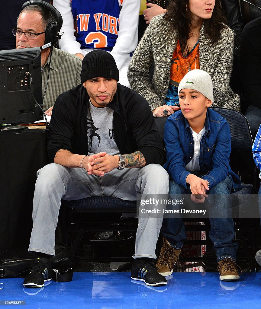 Celebrities Attend The Detroit Pistons Vs New York Knicks Game