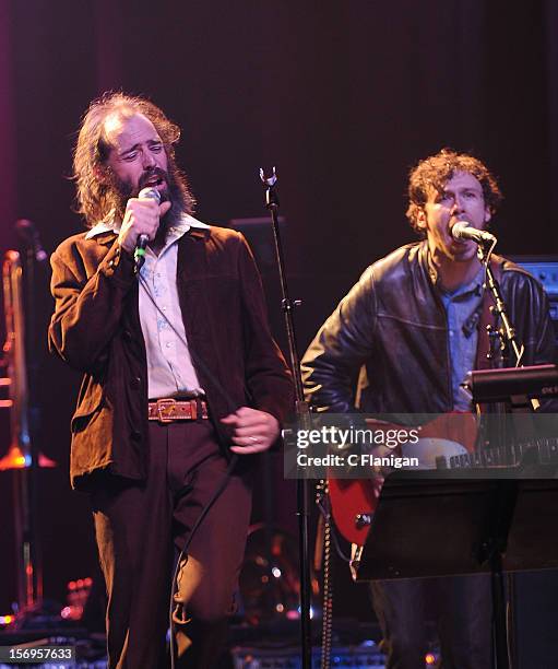 Ethan Miller of Howlin Rain and Scott Metzger perform at The Last Waltz Tribute Concert at The Warfield Theater on November 24, 2012 in San...