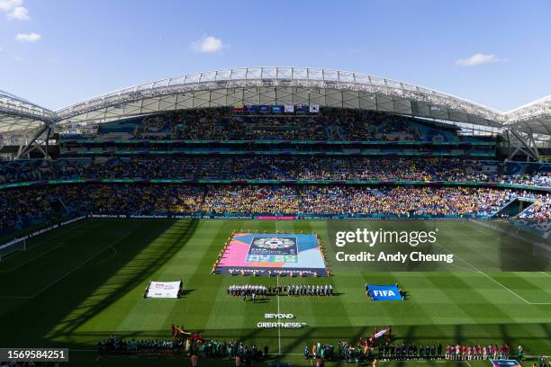 General view of Sydney Football Stadium at the ceremony prior to the FIFA Women's World Cup Australia & New Zealand 2023 Group H match between...