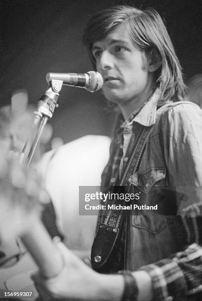 Singer and guitarist Nick Lowe of English pub rock band Brinsley Schwarz performs at the Tally Ho! in Kentish Town, London, 19th April 1972.