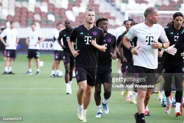Matthijs de Ligt of Bayern Muenche in action during the Bayern Muenchen training session at National Stadium on July 25, 2023 in Tokyo, Japan.