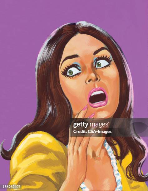 frightened woman - pretty brunette woman cartoon stock illustrations
