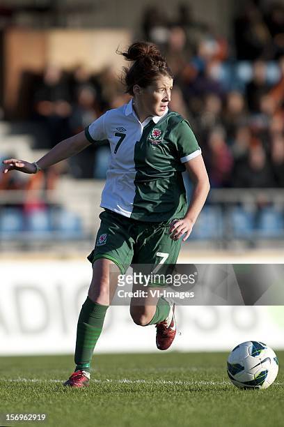 Angharad James of Wales during the Women's international friendly match between Netherlands and Wales, at Tata steel stadium on November 25, 2012 in...