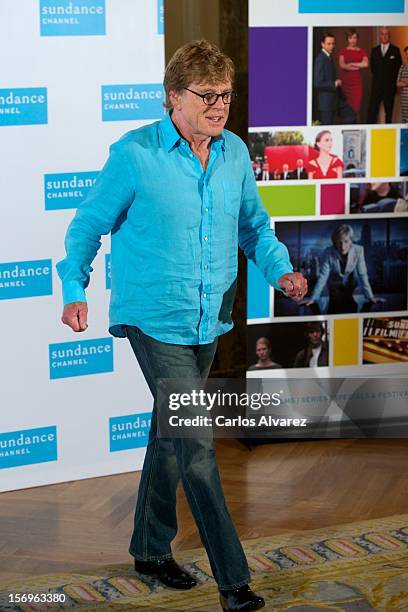 Actor Robert Redford attends a photocall for Sundance Channel at the Ritz Hotel on November 26, 2012 in Madrid, Spain.