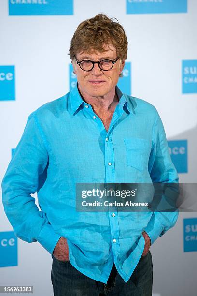 Actor Robert Redford attends a photocall for Sundance Channel at the Ritz Hotel on November 26, 2012 in Madrid, Spain.