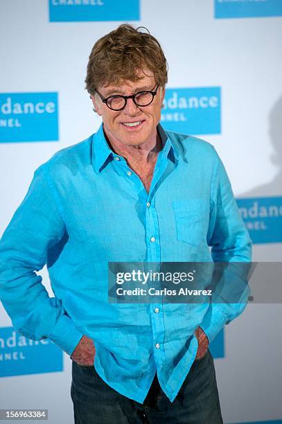 Actor Robert Redford attends a photocall for Sundance Channel at the Ritz Hotel on November 26, 2012 in Madrid, Spain.