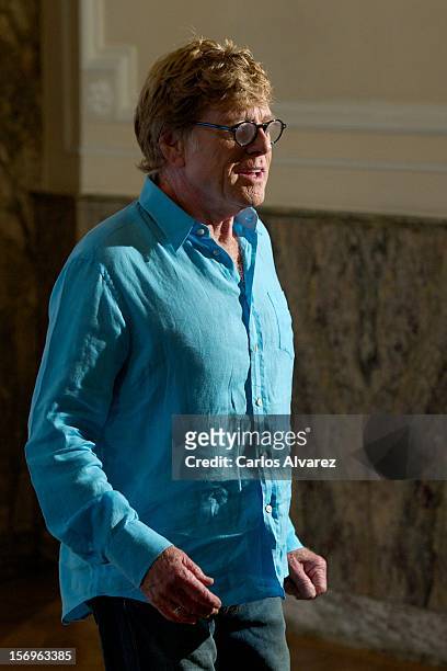Actor Robert Redford attends a photocall for Sundance Channel at the Ritz Hotel on November 26, 2012 in Madrid, Spain.