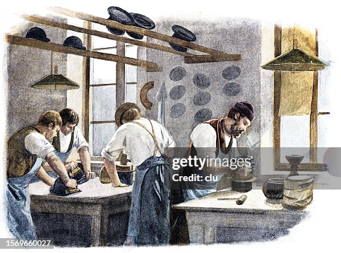 Production Of Hats Ironing Room High-Res Vector Graphic - Getty Images