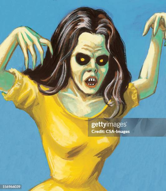 zombie woman - female likeness stock illustrations