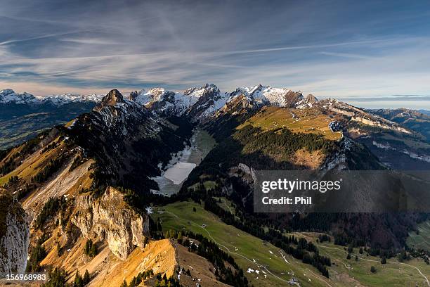 alpstein in morning sun - appenzell innerrhoden stock pictures, royalty-free photos & images