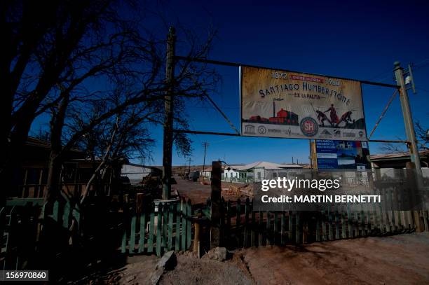 Picture of the entrance of the ex Humberstone saltpeter, near Pozo Almonte in the Atacama Desert in the Tarapaca Region some 800 km north of the...