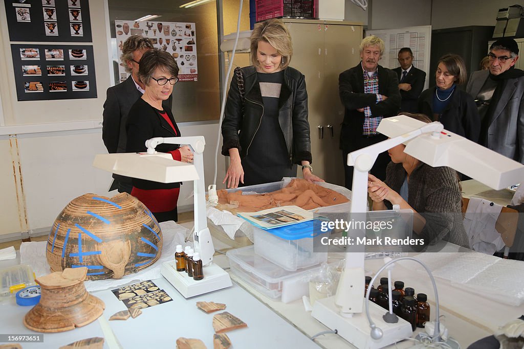 Princess Mathilde Of Belgium Visits ENFAV Arts Academy