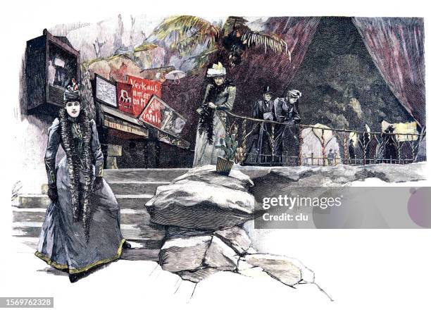berlin aquarium, staircase grotto - zoology stock illustrations