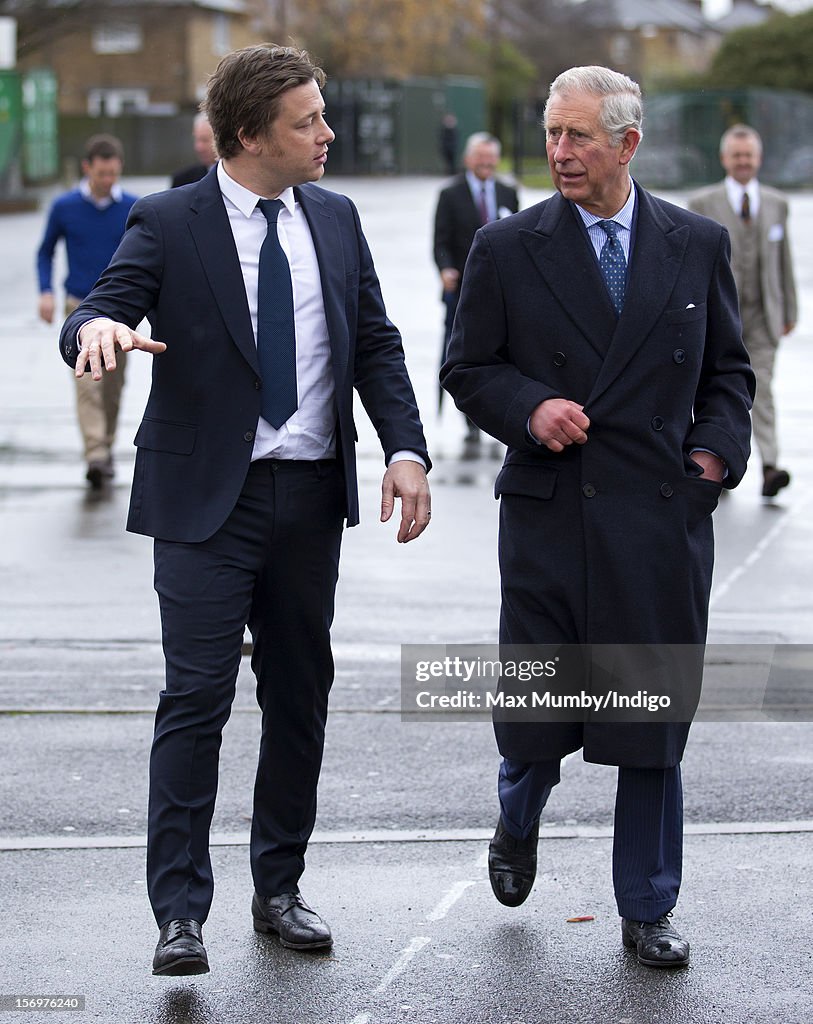 The Prince of Wales Visits Carshalton Boys Sports College With Jamie Oliver