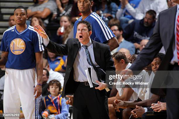 Assistant coach for player development Darren Erman of the Golden State Warriors in a game against the Atlanta Hawks on November 14, 2012 at Oracle...