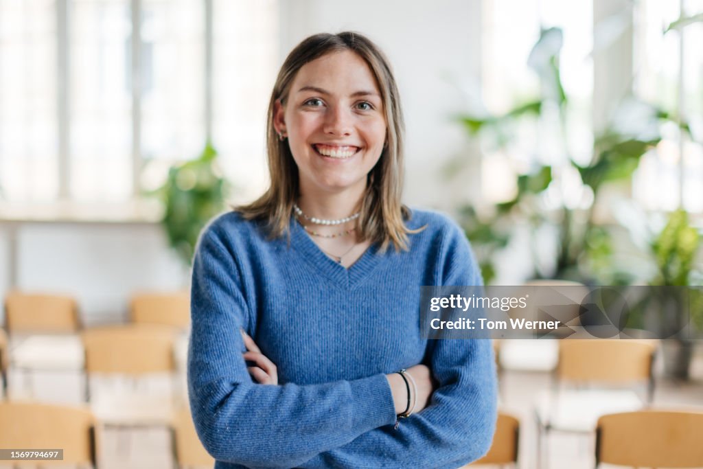 Portrait Of Seminar Participant Wearing Blue Jumper
