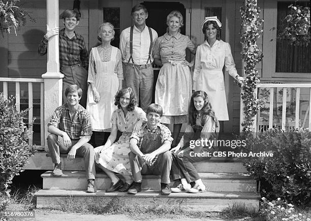 Top row from left: Jon Walmsley as Jason, Ellen Corby as Esther, Ralph Waite as John, Michael Learned as Olivia, Judy Norton as Mary Ellen. Bottom...