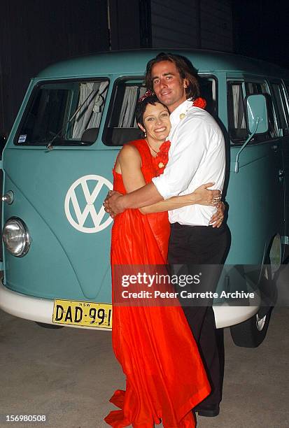 Australian actor Kip Gamblin and dancer Linda Ridgeway at their wedding reception on March 20, 2004 in Sydney, Australia.
