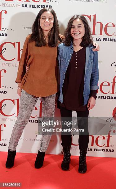 Nadia de Santiago and friend attend 'El chef, la receta de la felicidad' premiere photocall at Palafox cinema on November 26, 2012 in Madrid, Spain.